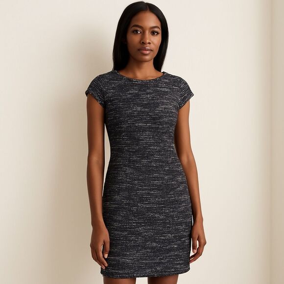 Banana Republic Dresses & Skirts - Banana Republic Black White Tweed Sheath Dress Size 6 Cap Sleeve Workwear